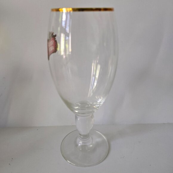 Stella Artois Gold Rimmed Beer Glass 330ml Clear With Embossed Stem - Picture 3 of 16